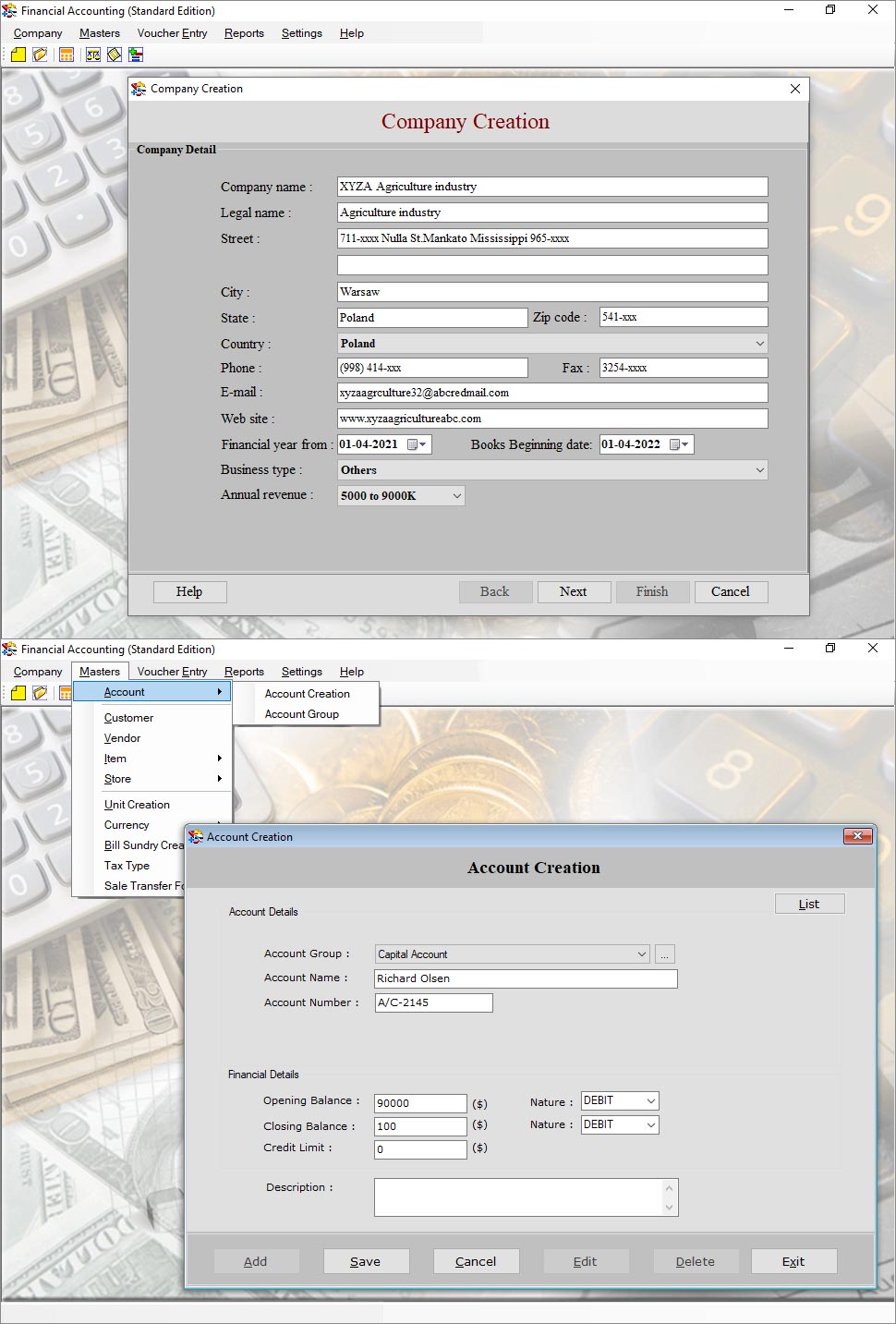 Accounting Software with Barcode screen shot